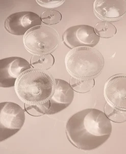 Ferm Living Glas<Ripple Champagne Saucers - Set of 2 - Clear