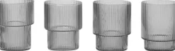 Ferm Living Glas<Ripple Glasses - Set of 4 - Smoked Grey