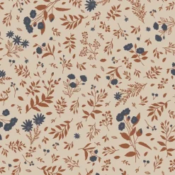 Ib Laursen Tilbehør Til Bordet<Serviet blomstermotiv i blå og teglfarver