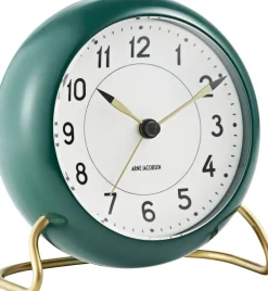 Arne Jacobsen Clocks Ure & Vejrstationer<Station bordur grøn/hvid, Ø 11 cm, alarm