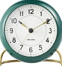 Arne Jacobsen Clocks Ure & Vejrstationer<Station bordur grøn/hvid, Ø 11 cm, alarm