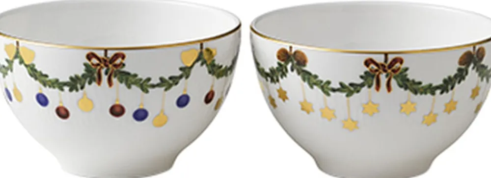 Royal Copenhagen Skåle & Fade|Julestel<Stjerne Riflet Jul 30 cl. konfektskål 2 stk.