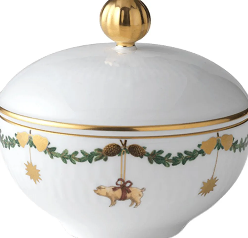 Royal Copenhagen Julestel<Stjerne Riflet Jul 15 cl. skål med låg
