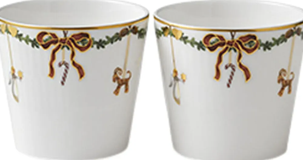 Royal Copenhagen Skåle & Fade|Julestel<Stjerne Riflet Jul 7 cm. skåle 2 stk.