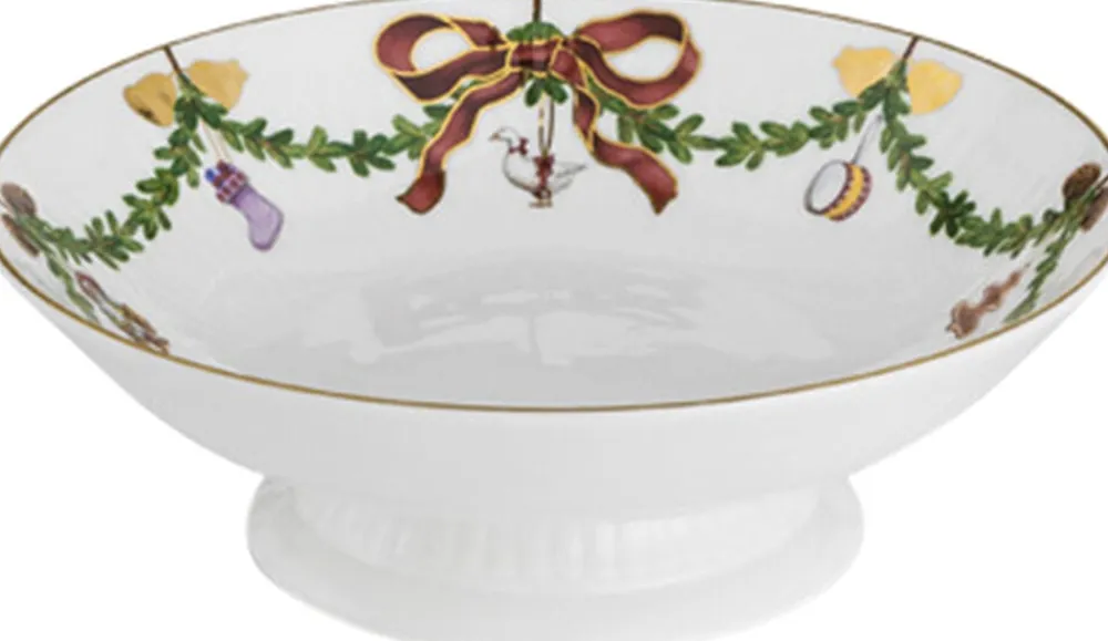 Royal Copenhagen Skåle & Fade|Julestel<Stjerne Riflet Jul 18 cm. skål på fod