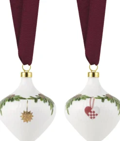 Royal Copenhagen Juletræspynt<Stjerne Riflet Jul ornament sæt, 8,5 cm. , 2 stk.
