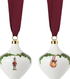 Royal Copenhagen Juletræspynt<Stjerne Riflet OrnamentSæt2stk