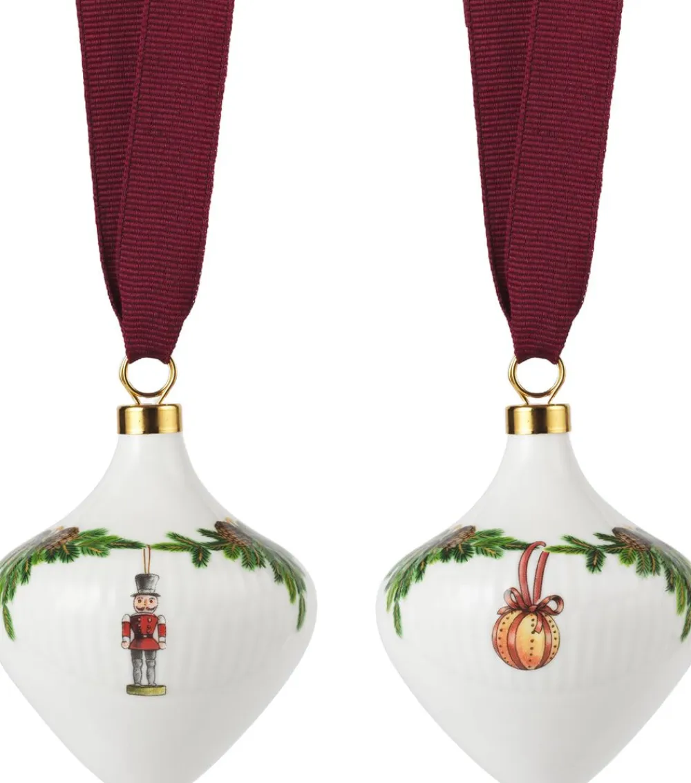 Royal Copenhagen Juletræspynt<Stjerne Riflet OrnamentSæt2stk