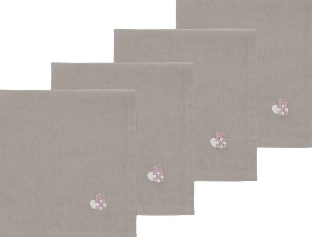 Södahl Tekstiler Til Borddækning|Juleservietter<Stofservietter Christmas Hearts Embroidery 4 stk. Rose