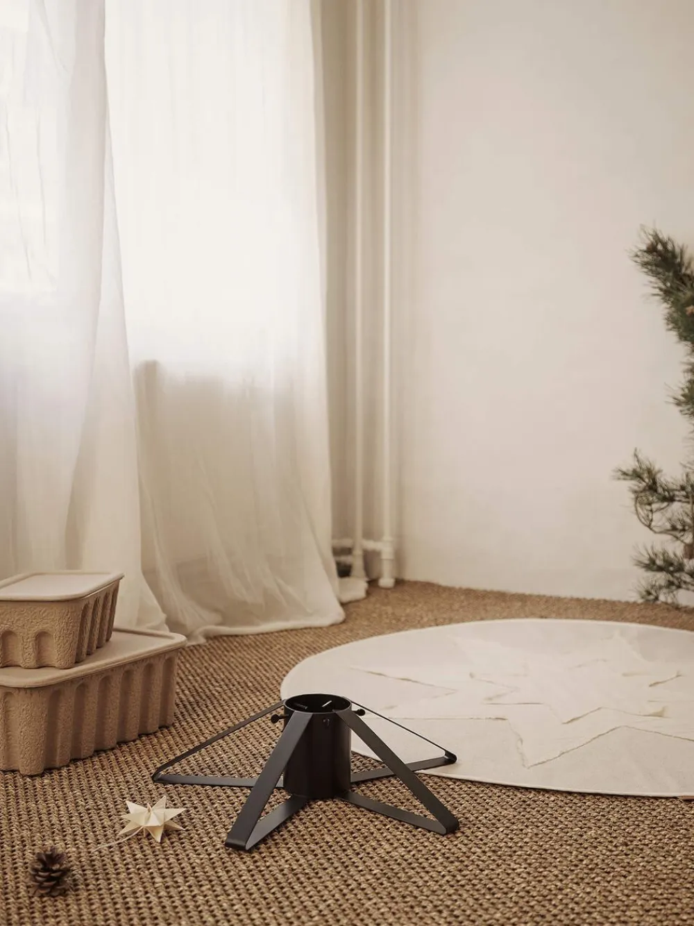 Ferm Living Juletekstiler<Vela Star Christmas Tree Blanket - Natural