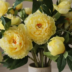 Botané Kunstige Blomster & Træer<Yellow Peony Bouquet